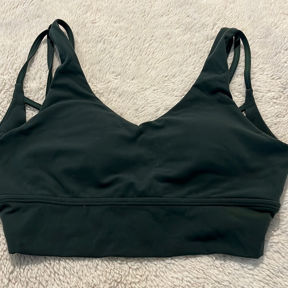 Forest green buff bunny monarch sports bra